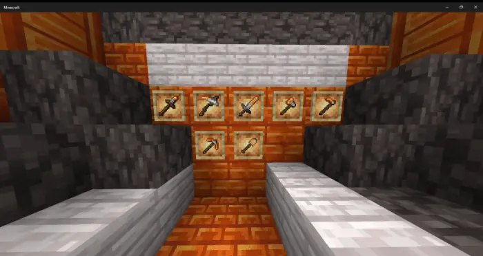 Оружия и инструменты покрытые смолой в рамках