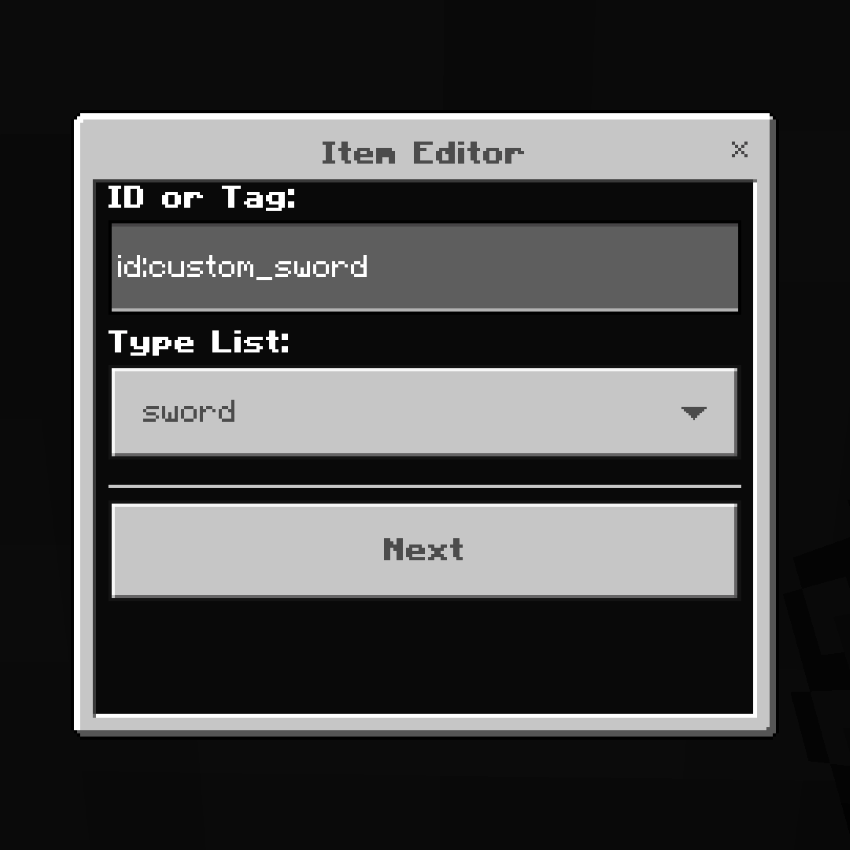 Настройки нового предмета