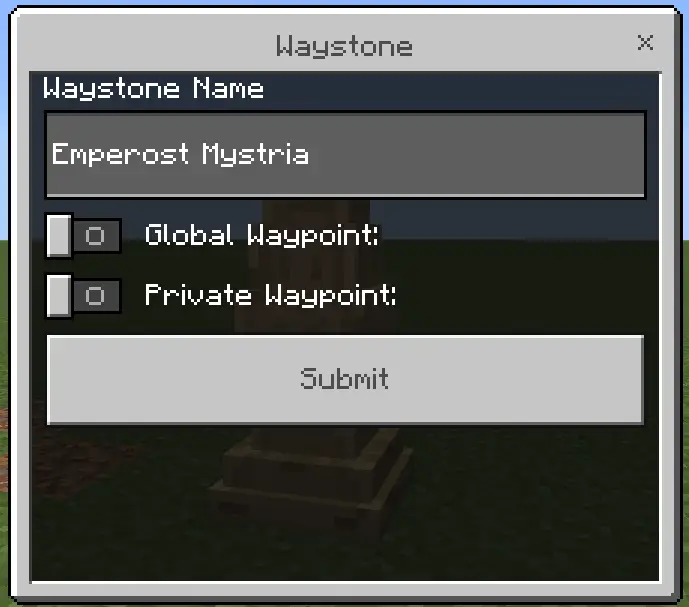 Интерфейс переименования путеводного камня