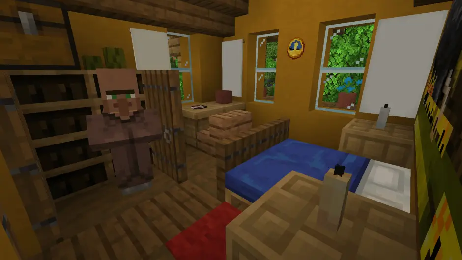 Небольшая спальня с элементами декора и желтыми стенами