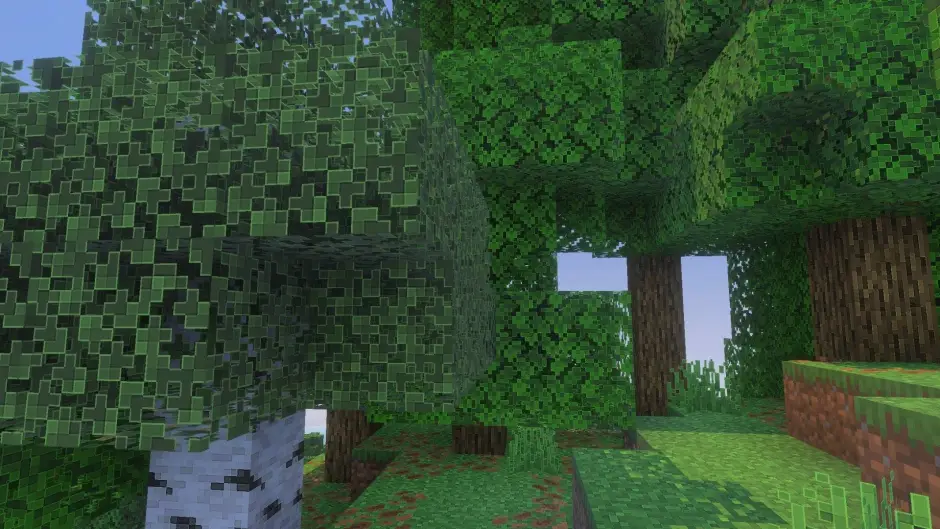 Четкие пиксели листьев и теней