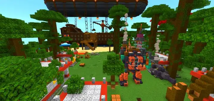 Большая база в джунглях с механизмами и зданиями