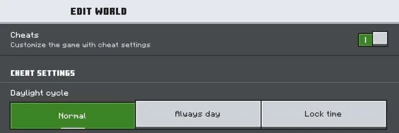 Нужные параметры в мире