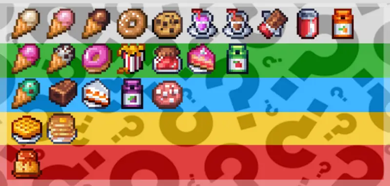 Еда из десертного лаки-блока