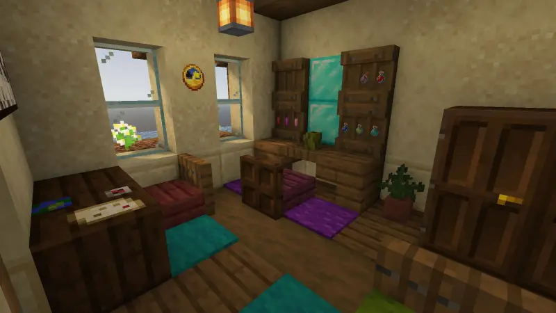 Светлый кабинет с элементами декора