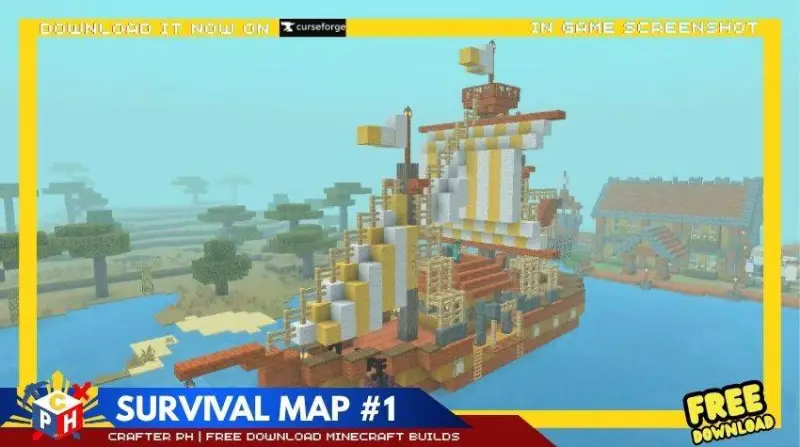 Детализированный корабль с яркими парусами