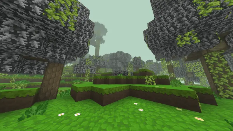 Улучшенный внешний вид леса с детализированными текстурами