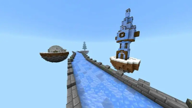 Ледяная дорога в небе с постройками