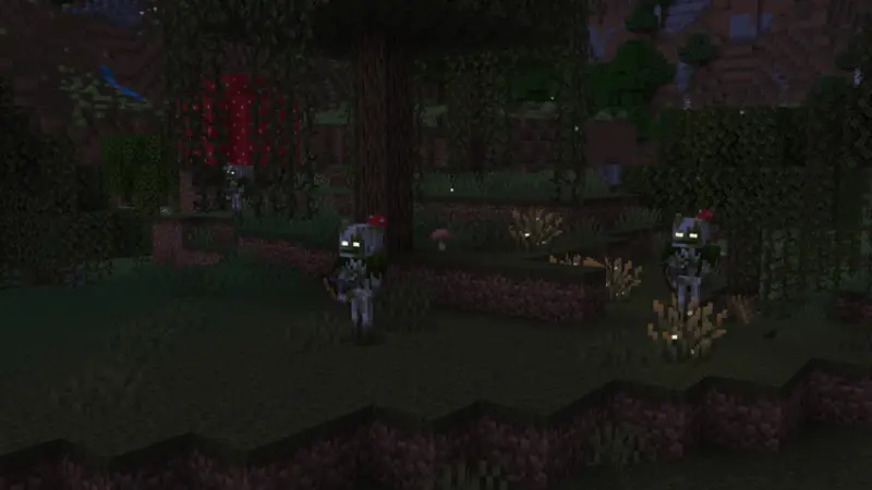 Светящийся глаза у болотного скелета в игре