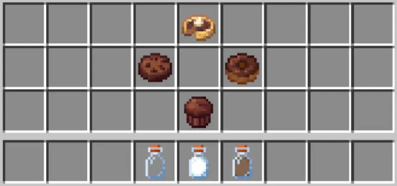 Несколько десертов и напитков в сундуке