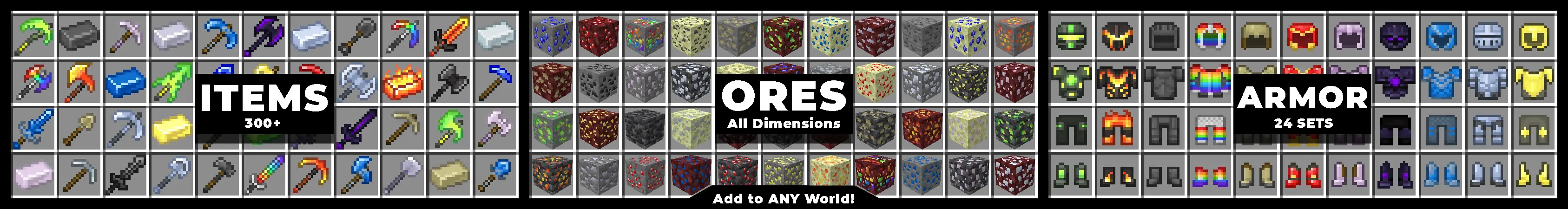 Дополнение More Ores Tools Armor panorama