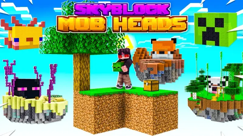 Skyblock с головами мобов