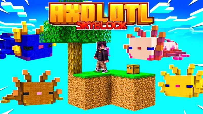 Skyblock с аксолотлями
