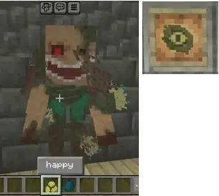 Полностью заражённый человек с вариантом С и предмет фрагмент глаза гриба улыбки