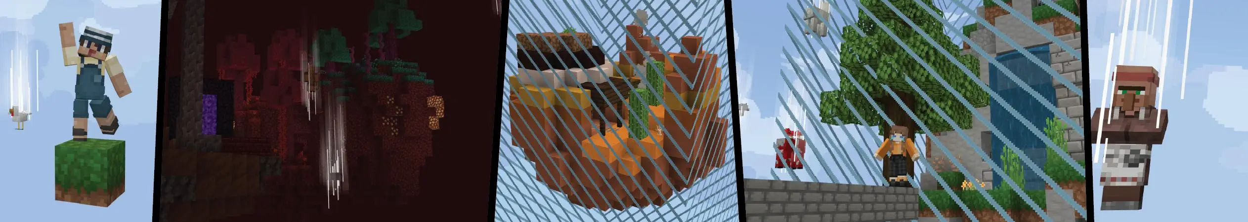 Один блок: дождь из мобов panorama