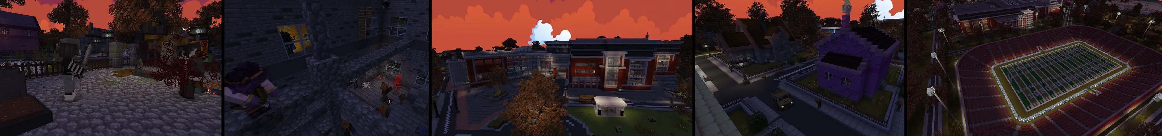 Школа во время Хэллоуина panorama