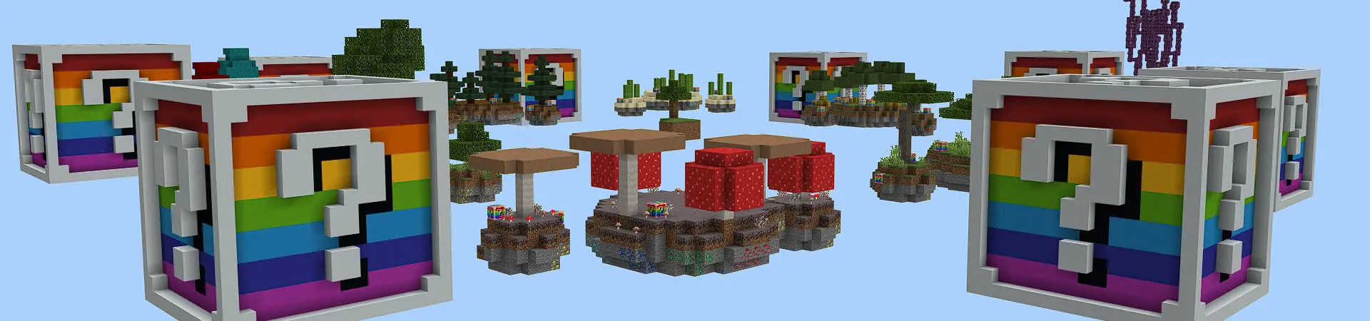 Радужные блоки удачи в Skyblock panorama