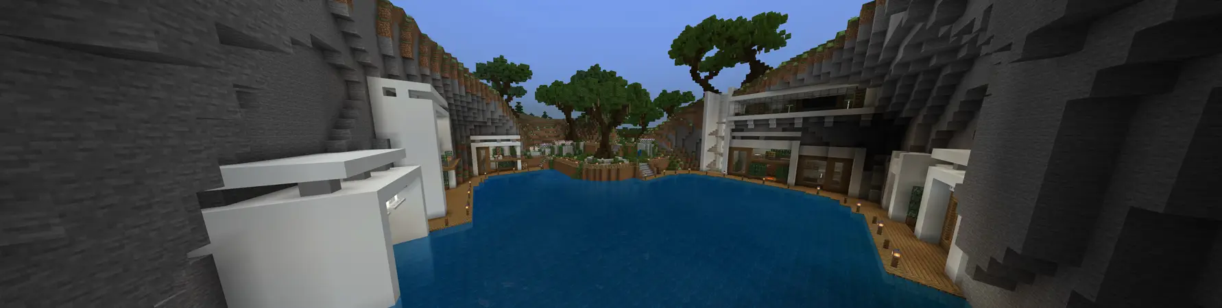 Современный дом на краю утеса panorama