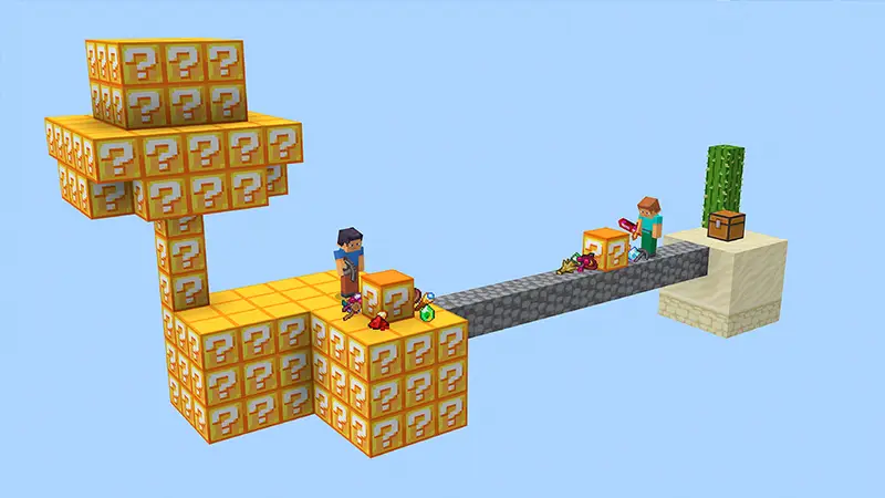 Скриншот Skyblock с блоками удачи №1