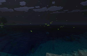 Светлячки летают над ночным океаном