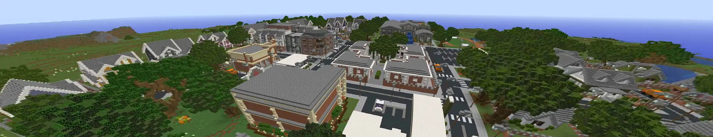 Современный город со школой panorama