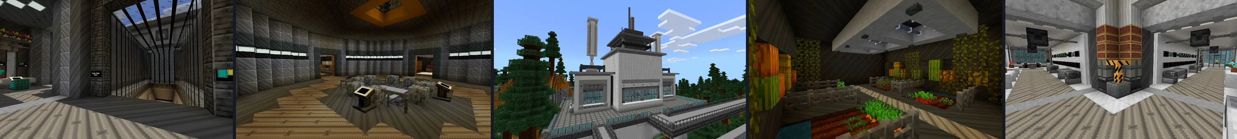 Научно-фантастическая база в тайге на дереве panorama