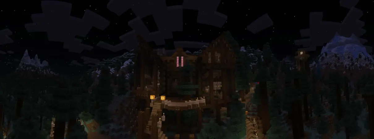 Хижина в лесу panorama