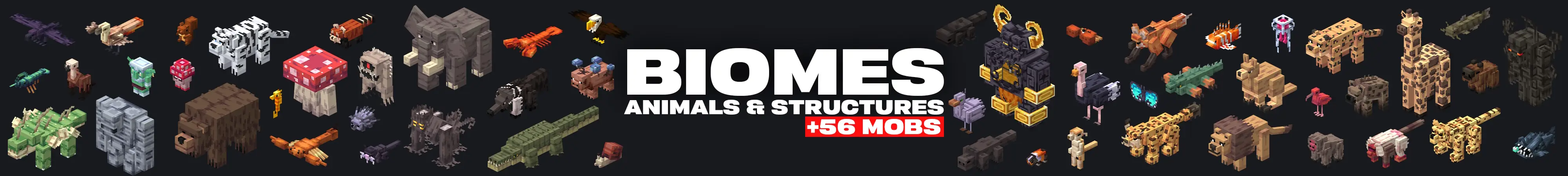 Биомы, животные и структуры panorama