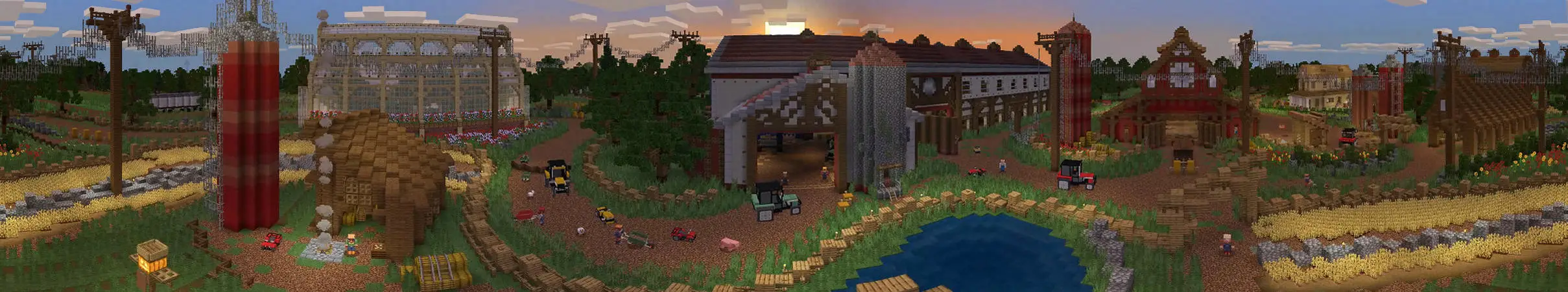 Гонщики на ферме panorama