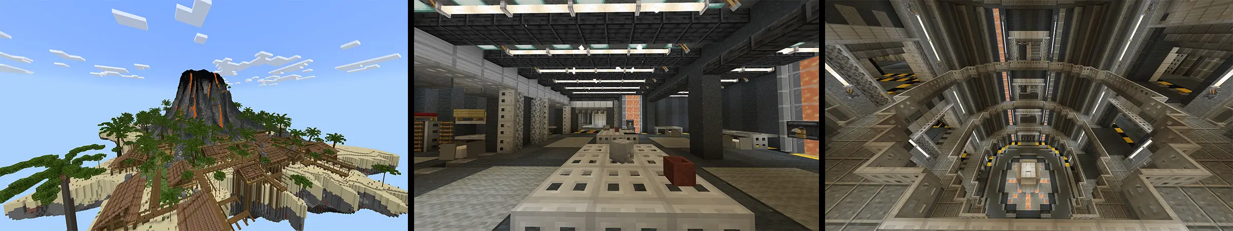 Вулканическая база Skyblock panorama