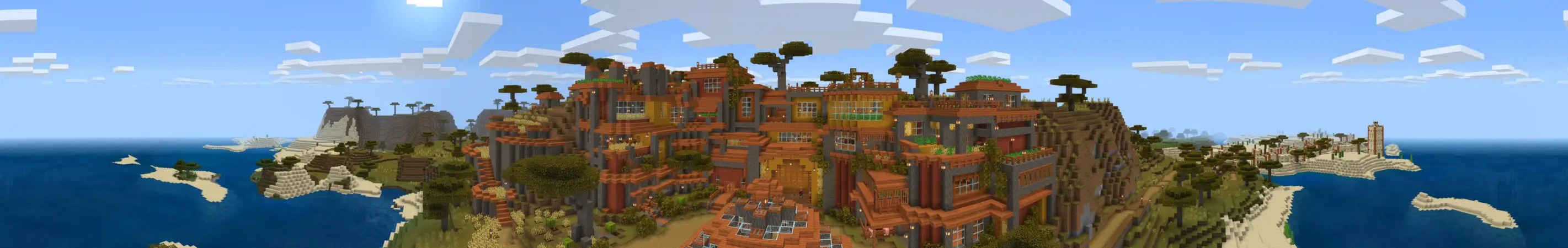 Деревня с фермой в саванне panorama