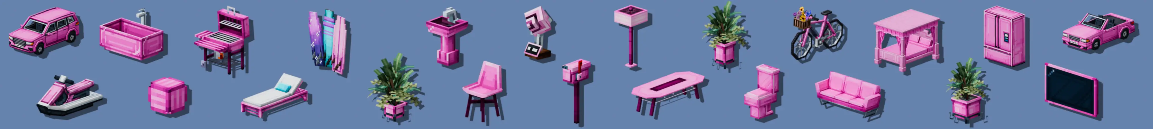 Симпатичный розовый современный особняк panorama