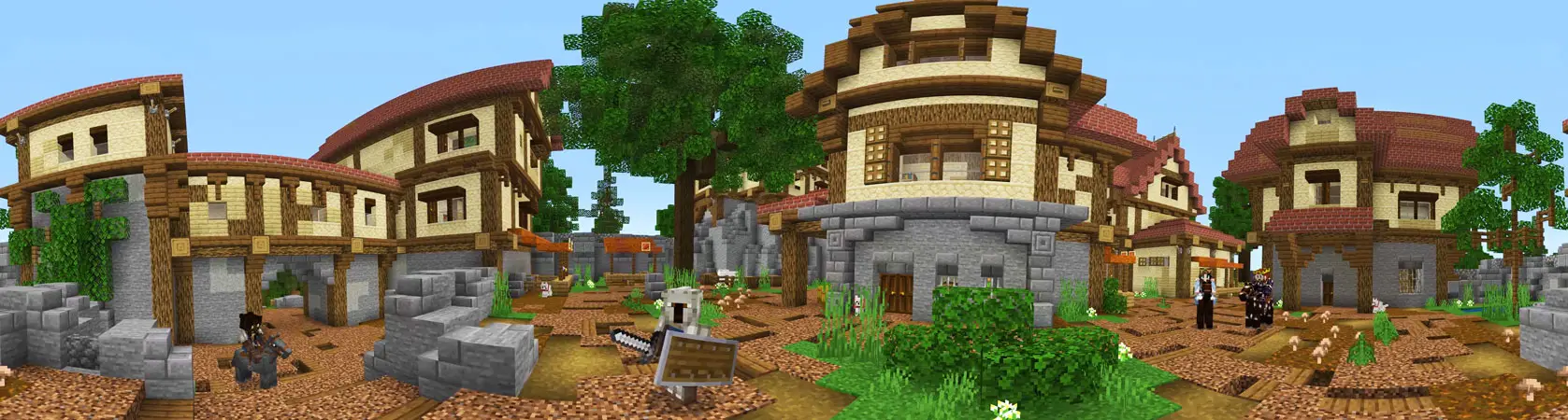 Замок в крошечном городке panorama