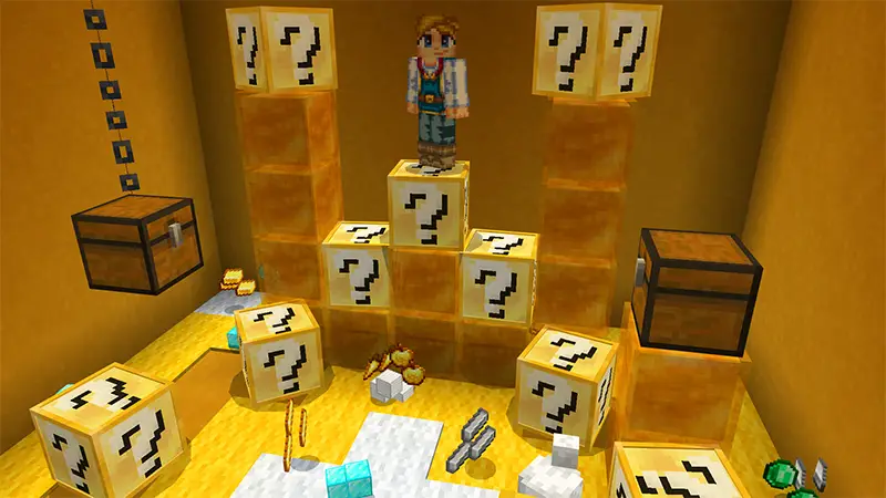 Скриншот Skyblock с блоками удачи №1