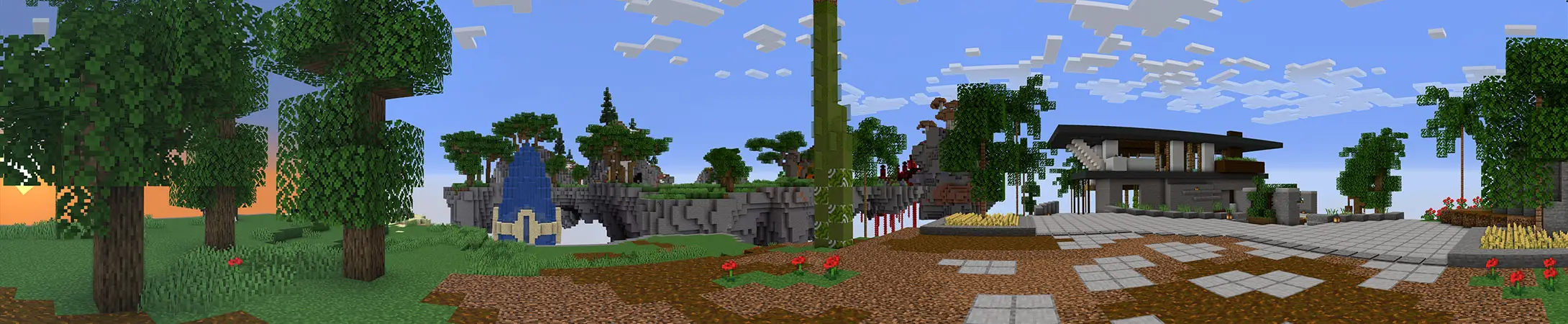 Современная база Skyblock panorama