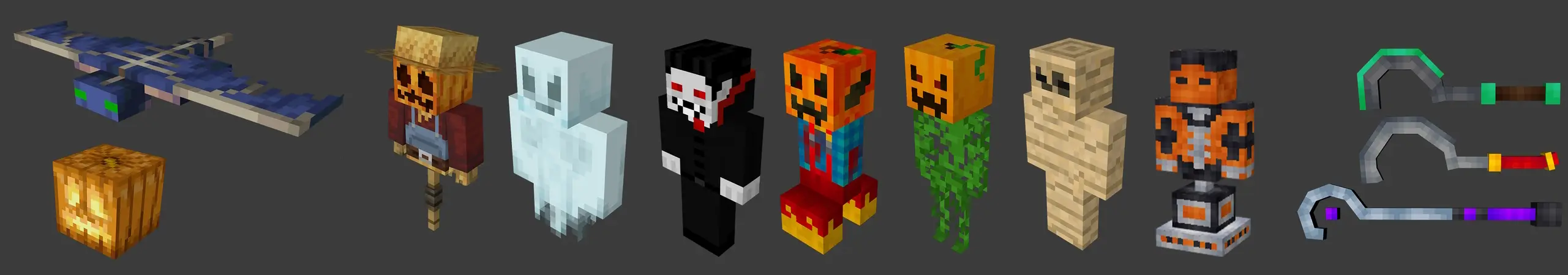 Жуткие мобы против дома с привидениями panorama