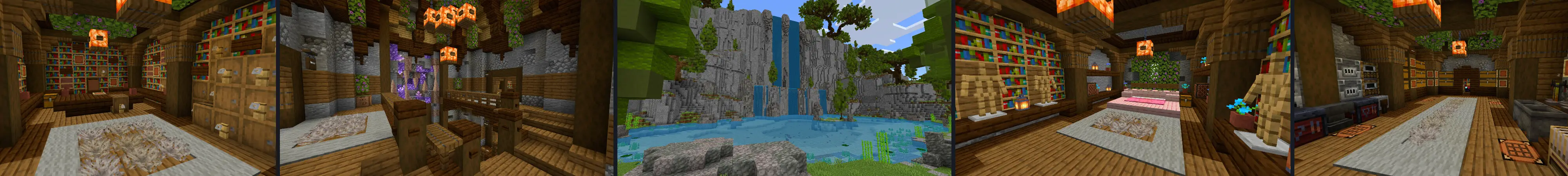 Скрытый дом под водопадом panorama