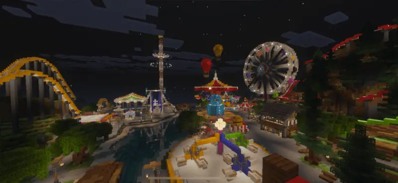 Парк развлечений ночью