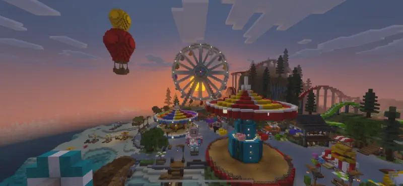 Парк развлечений вечером