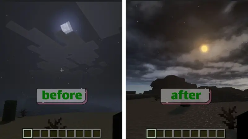 Текстуры и свет луны с обычными и новыми текстурами