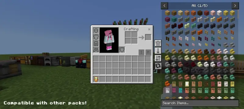 Рецепты рядом с пустым инвентарем игрока