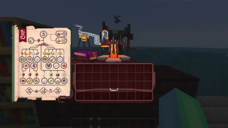 Обновленный интерфейс меню зельеварки с рецептами