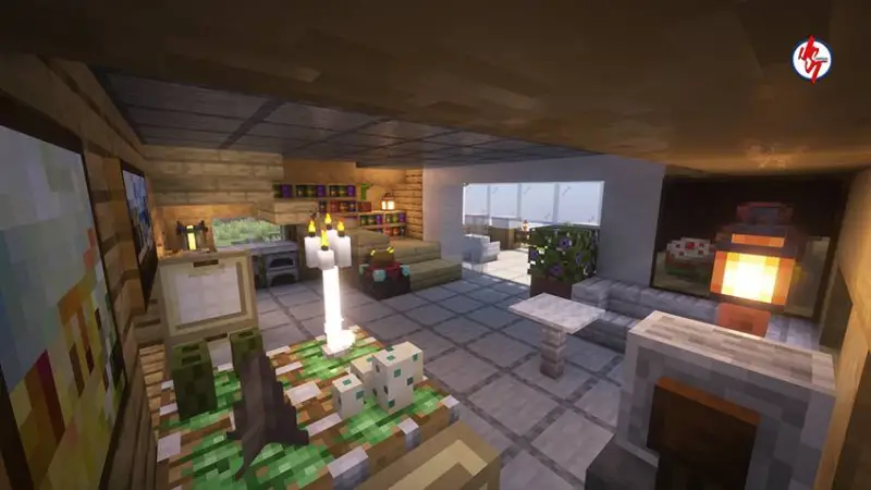 Просторная гостинная с элементами декора