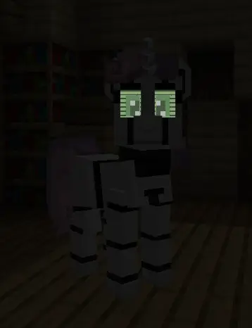 Белая робо-пони с зелёными глазами