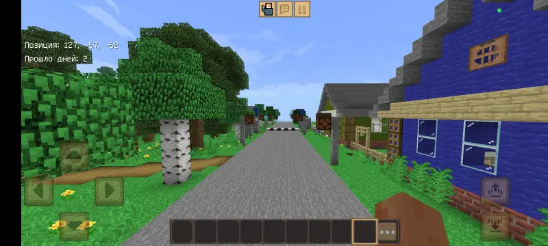 Blue house in the village