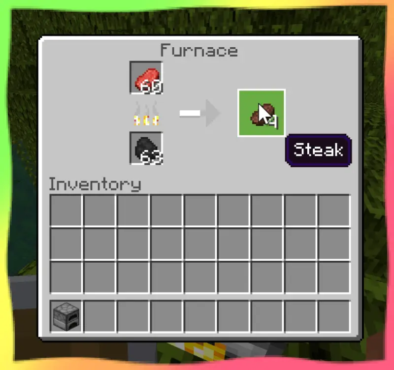 Большой белый курсор над стейком