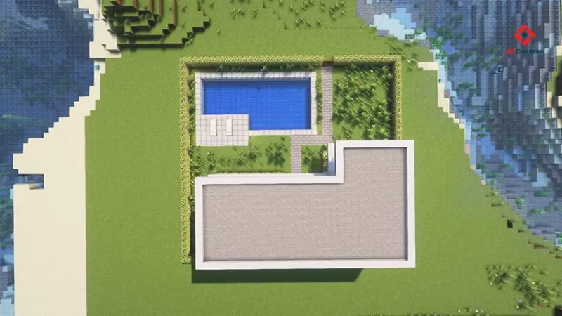 Вид с птичьего полета на светлый дом