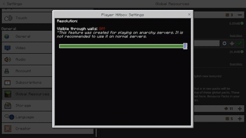Параметры текстур в настройках