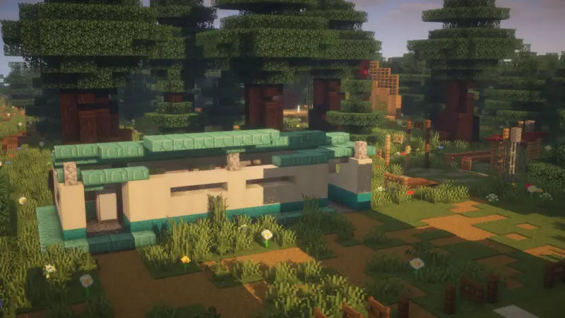 Здание возле леса