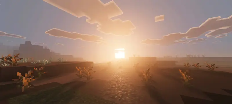 Закат над месой и сухими кустами